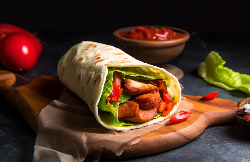 鸡肉青菜辣椒卷饼中式美食摄影,高清,摄影图,摄影图片,图片大全,摄影图免费下载